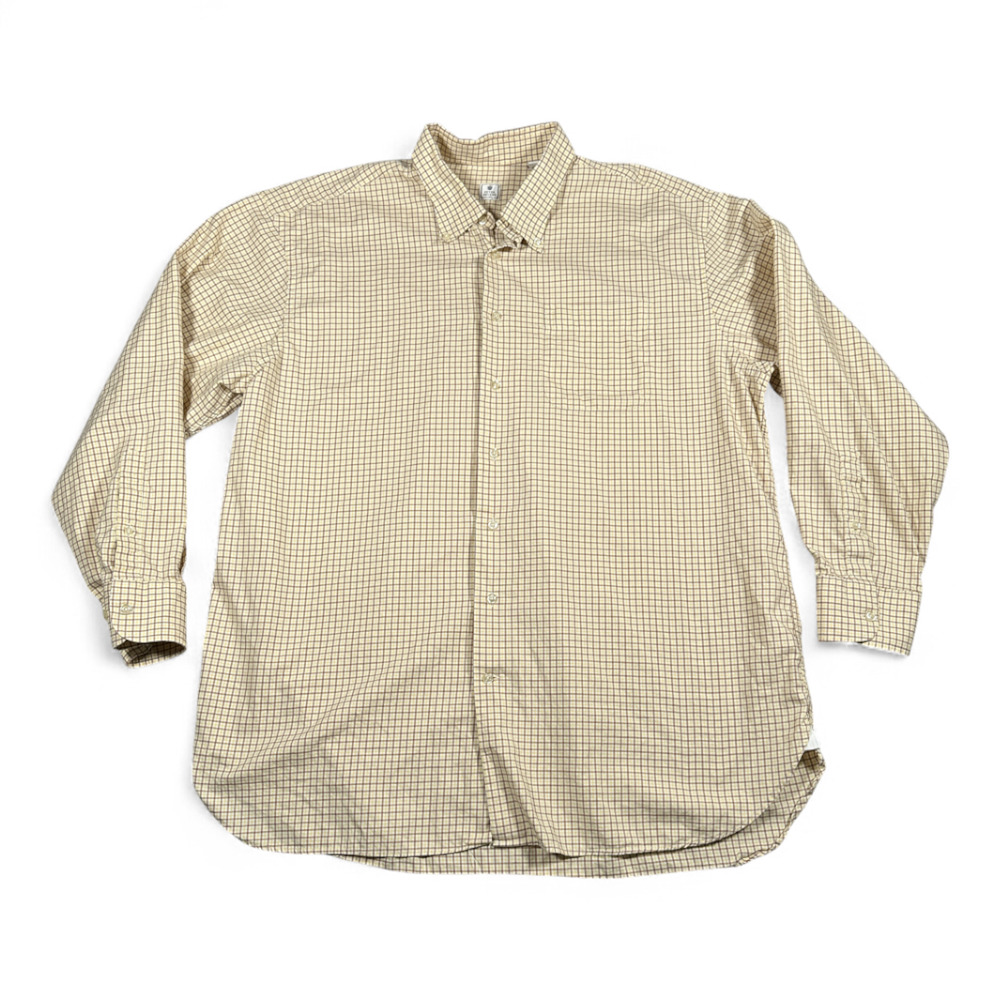 Peter Millar Shirt Adult 2XL XXL Yellow Plaid Button Down Preppy Luxury Cotton